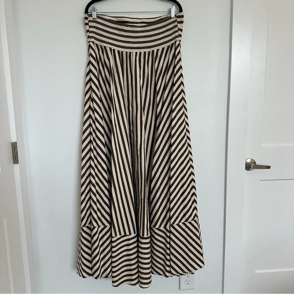 NWT Petal & Pup Brown and White Strapless Striped Maxi Dress - Picture 8 of 16